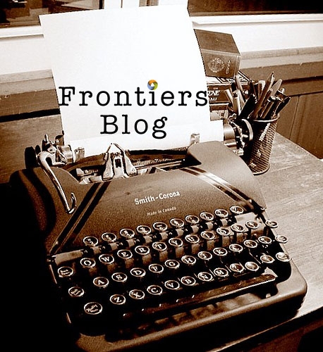 Frontiers Blog Typewriter Old typewriter with Frontiers Blog on paper. Photo Credit: W.J. Gibson Flickr#:340663681