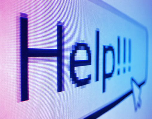 Help Cursor pointing at text reading "help"