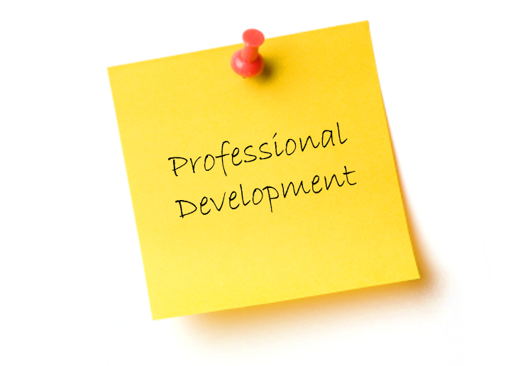 yellow sticky note reading professional development