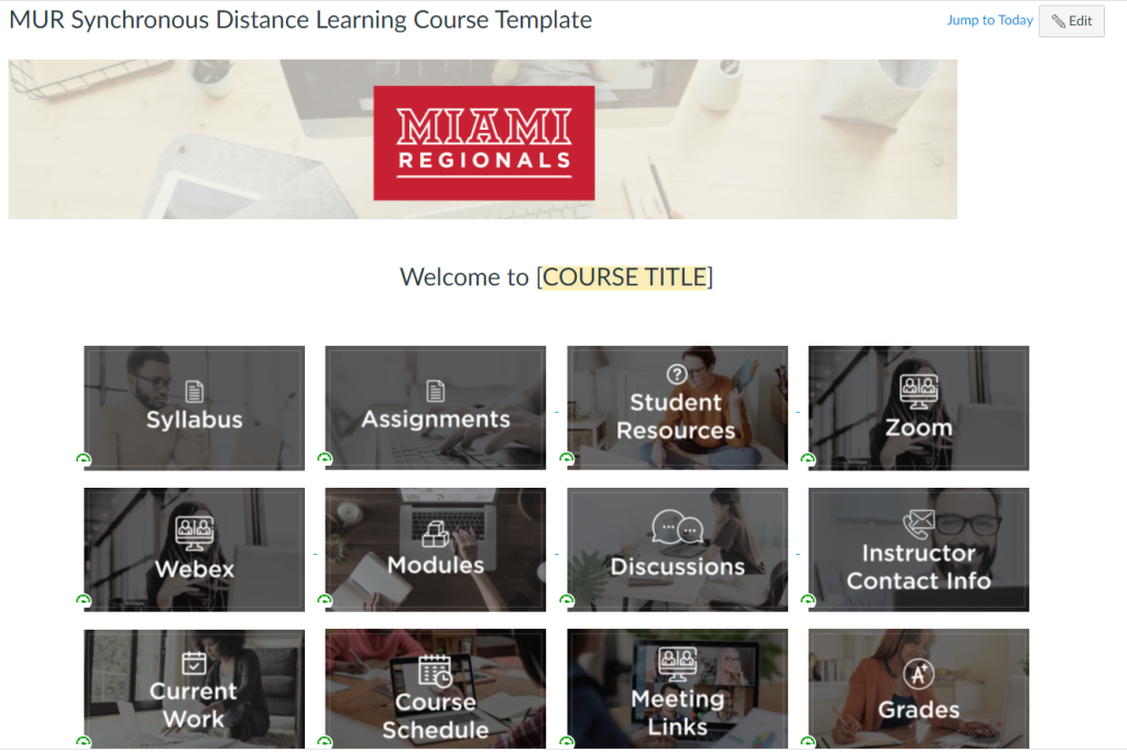 shows screenshot of an LMS template