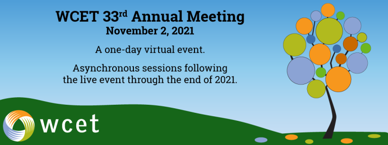 WCET Annual Meeting banner with a graphic of a tree in fall. 