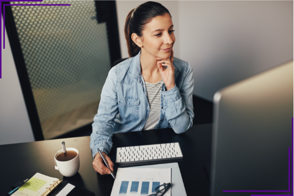 Professional woman working at a computer
