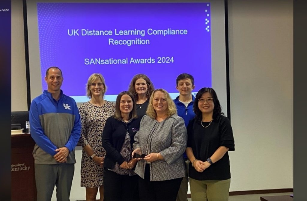 The University of Kentucky pictured from left to right: Chris Thuringer, Ellen Gish, [Kathryn Kerensky, The State Authorization Network], Casey Jones, Miranda Hines, John Wiesendanger, and Ping Jiang. 