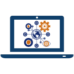 Laptop graphic with web icons