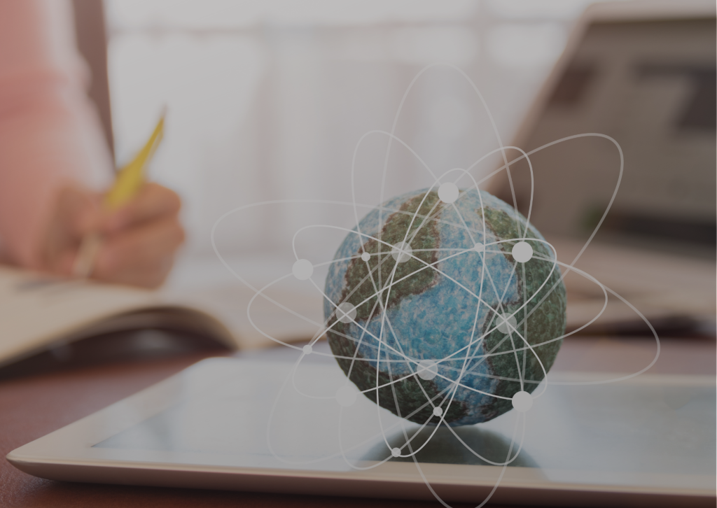 Image of a globe with lines encircling it, indicating connection or reach to everyone around the world