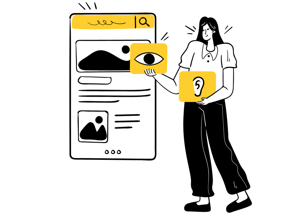 A graphic illustrating the idea of web design with added accessibility features.